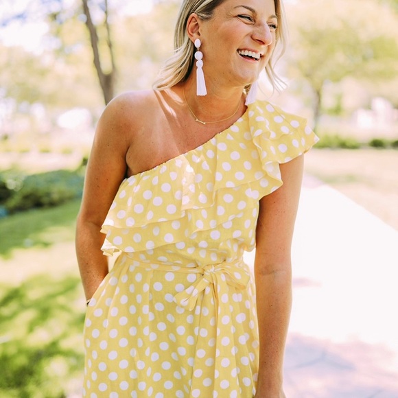 Yellow & white polka dot midi dress - Picture 5 of 6